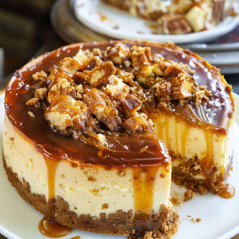 Easy Recipe for Caramel Cheesecake with Toffee Topping