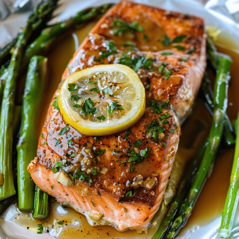 Cooking Salmon with Asparagus Lemon Garlic Butter Sauce