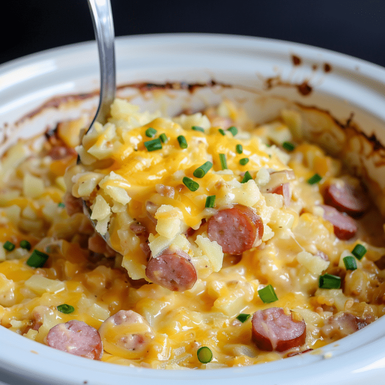 Step By Step Guide Making Slow Cooker Cheesy Kielbasa Hashbrown Casserole