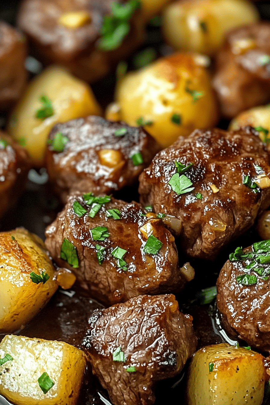 Garlic Butter Steak Bites and Potatoes