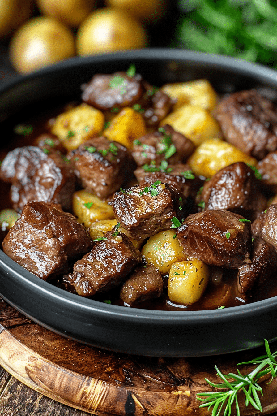 Garlic Butter Steak Bites and Potatoes