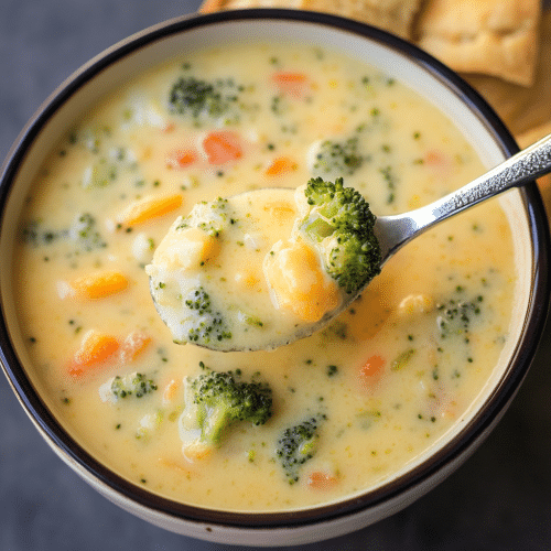 Creamy Broccoli Cauliflower Cheese Soup Recipe