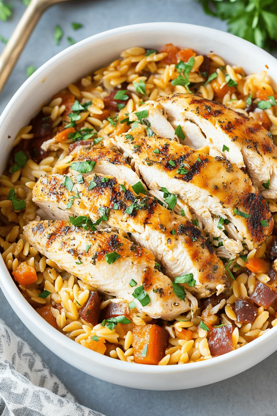 Mediterranean Chicken with Orzo