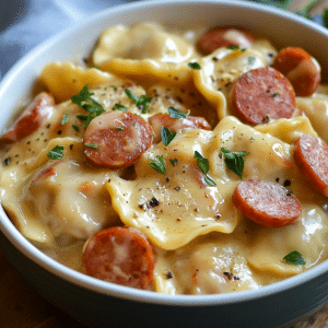 Crockpot Pierogi Casserole with Kielbasa