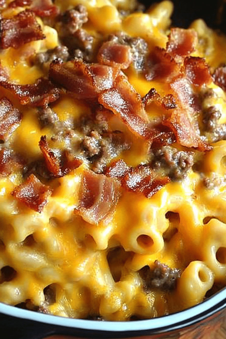 Baked Bacon Cheeseburger Mac and Cheese 