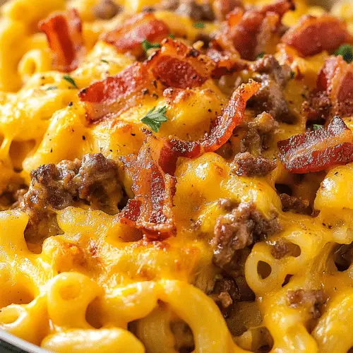 Baked Bacon Cheeseburger Mac and Cheese