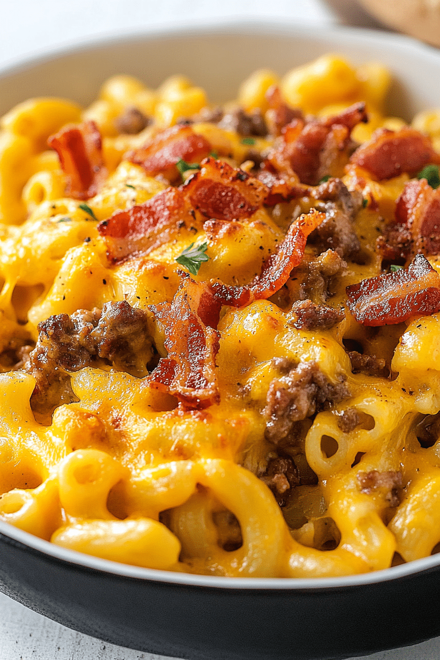 Baked Bacon Cheeseburger Mac and Cheese