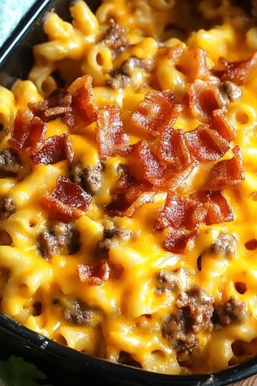 Baked Bacon Cheeseburger Mac and Cheese 