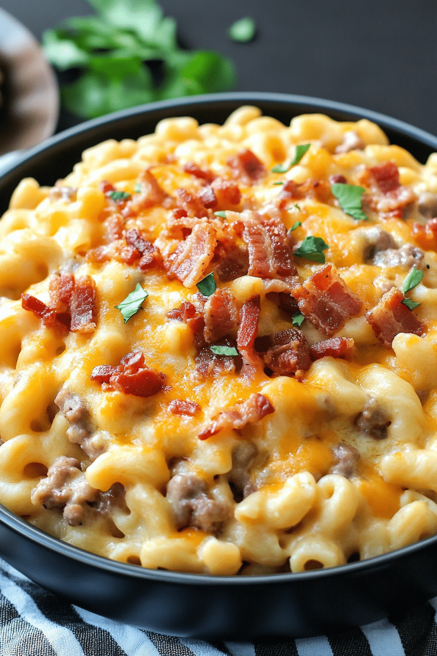 Baked Bacon Cheeseburger Mac and Cheese 