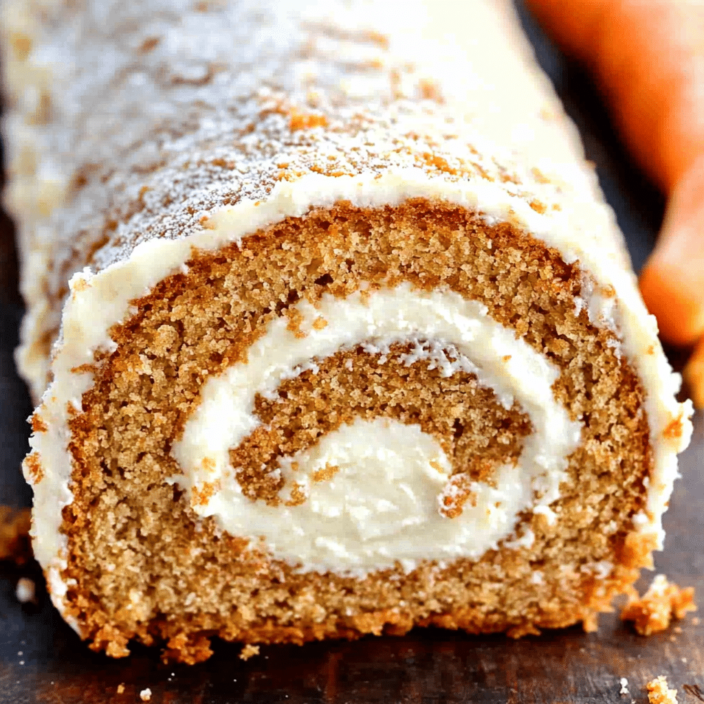 Carrot Cake Roll with Cream Cheese Frosting Filling 