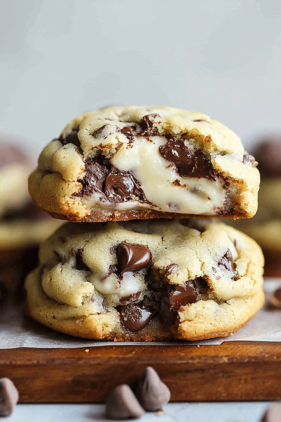 Cheesecake stuffed chocolate chip cookies