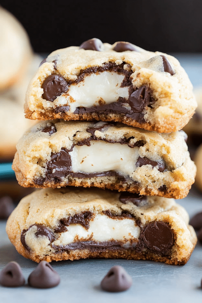 Cheesecake stuffed chocolate chip cookies