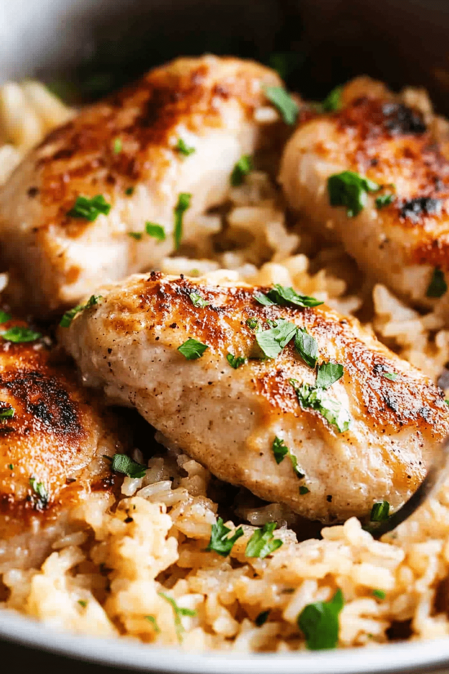 Chicken with Garlic Parmesan Rice