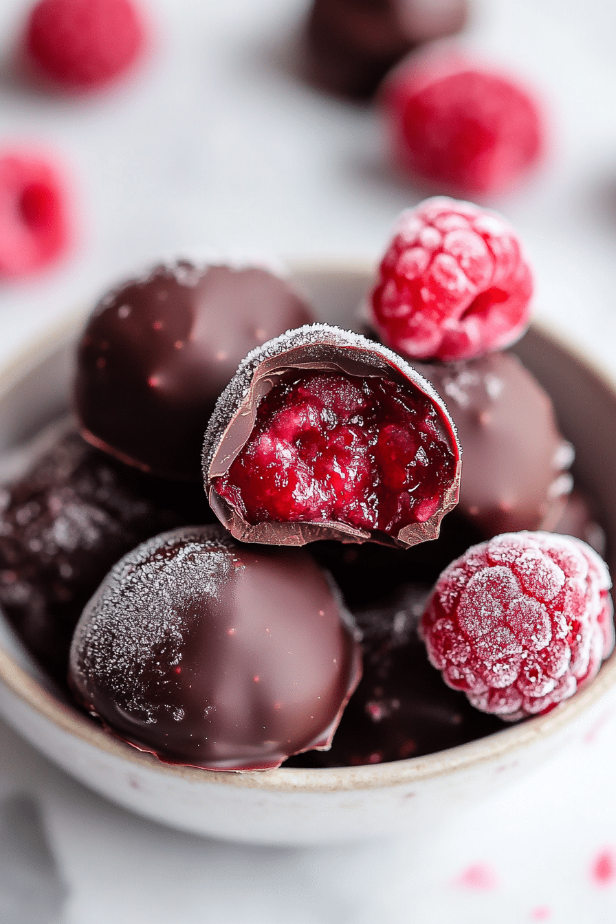 Chocolate Covered Frozen Raspberries