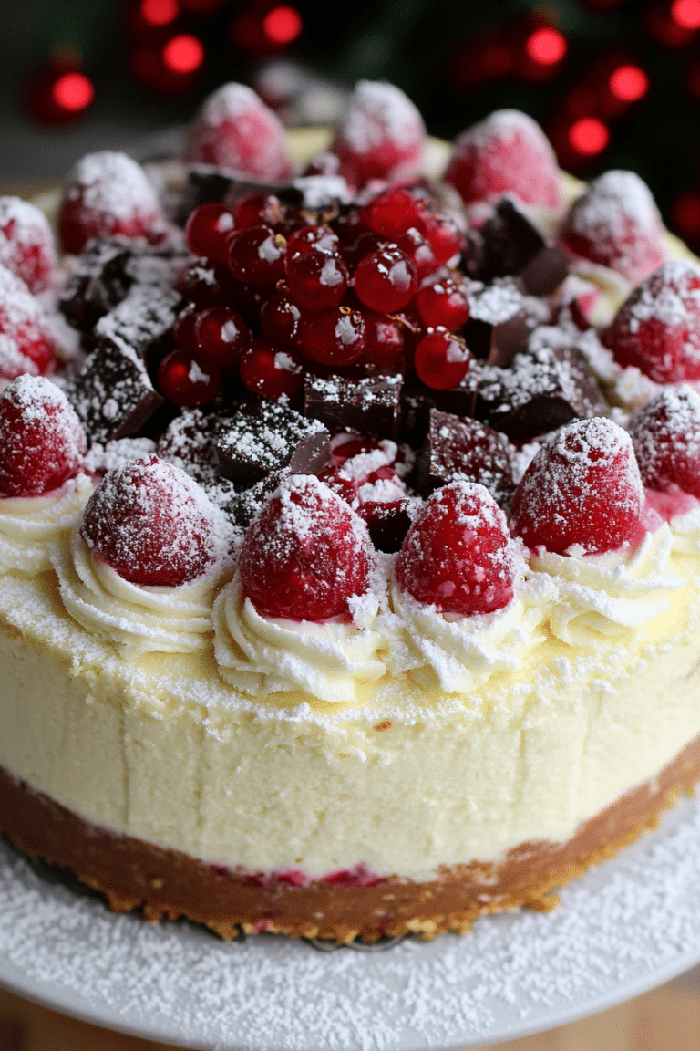 Cranberry White Chocolate Mousse Cheesecake