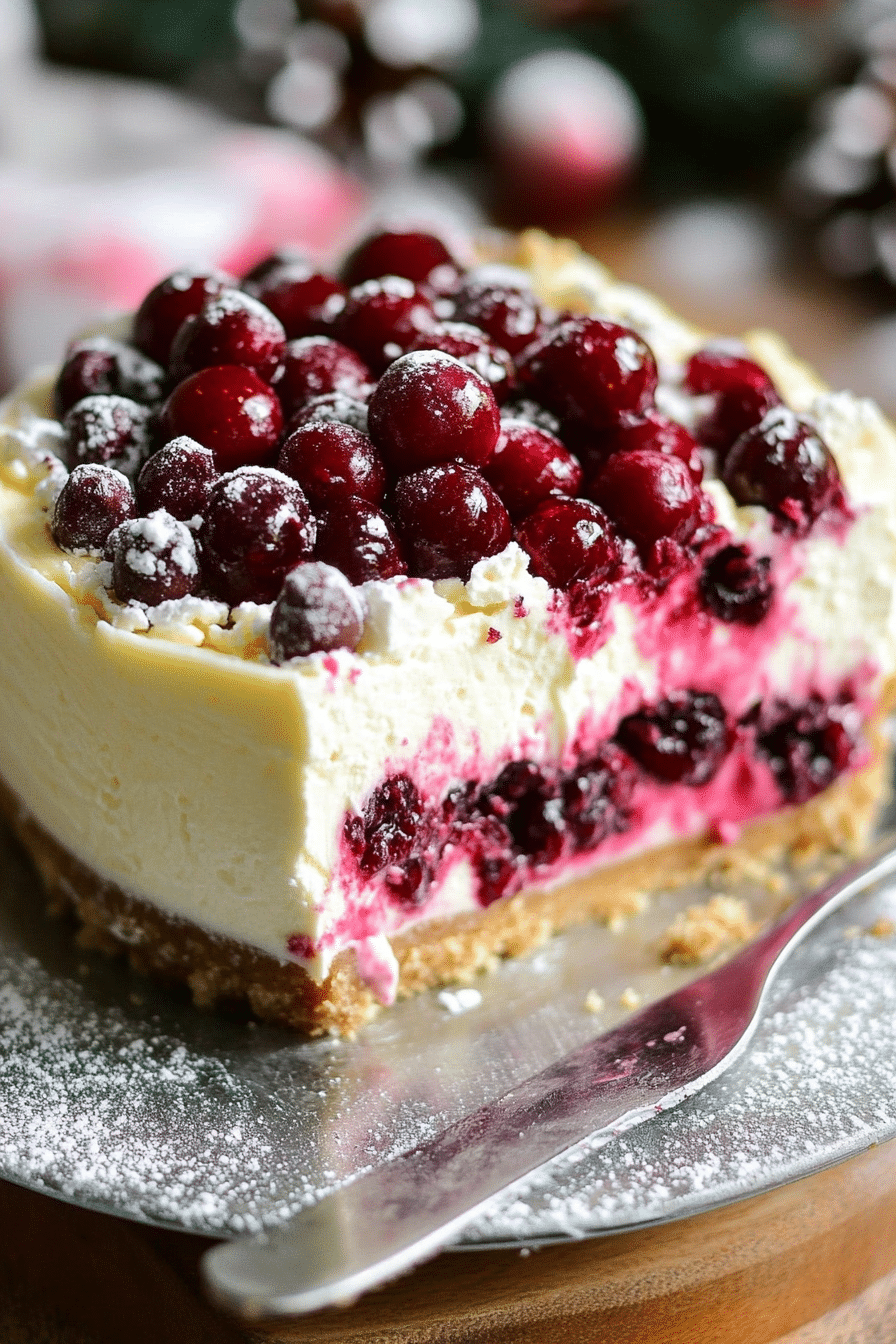 Cranberry White Chocolate Mousse Cheesecake
