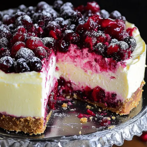 Cranberry White Chocolate Mousse Cheesecake