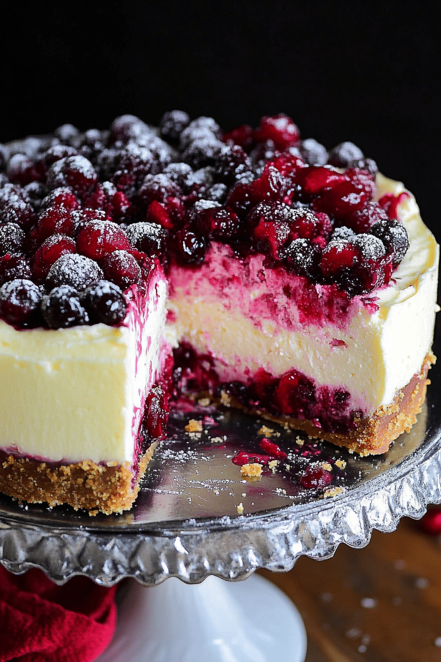 Cranberry White Chocolate Mousse Cheesecake