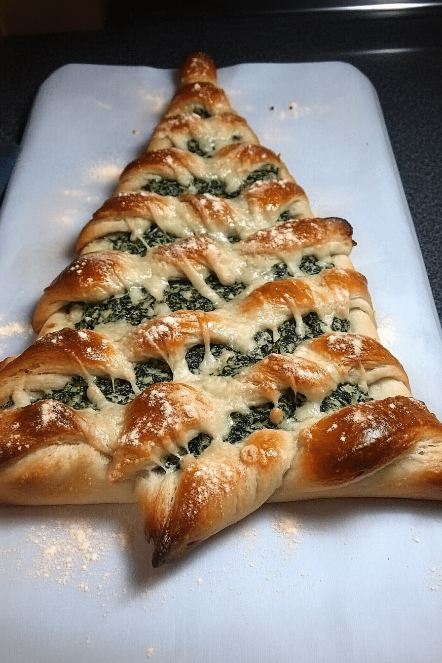 Christmas Tree Spinach Dip Breadsticks