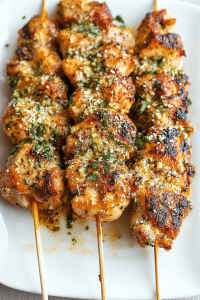 Garlic Parmesan Chicken Skewers