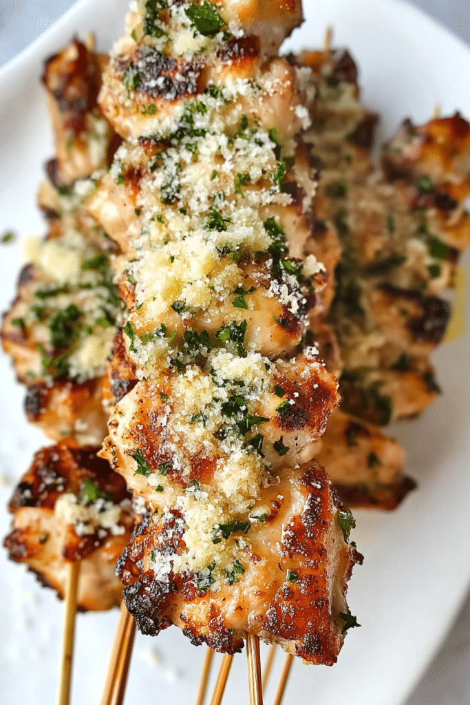 Garlic Parmesan Chicken Skewers