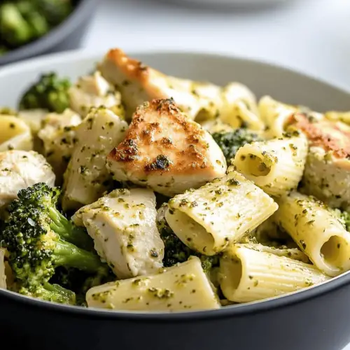 Creamy Pesto Chicken and Broccoli Pasta Bake