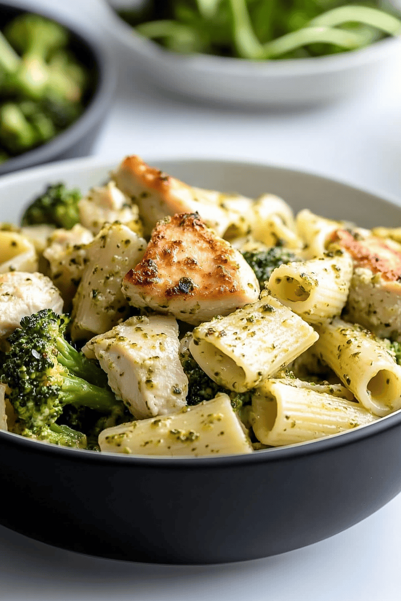 Creamy Pesto Chicken and Broccoli Pasta Bake