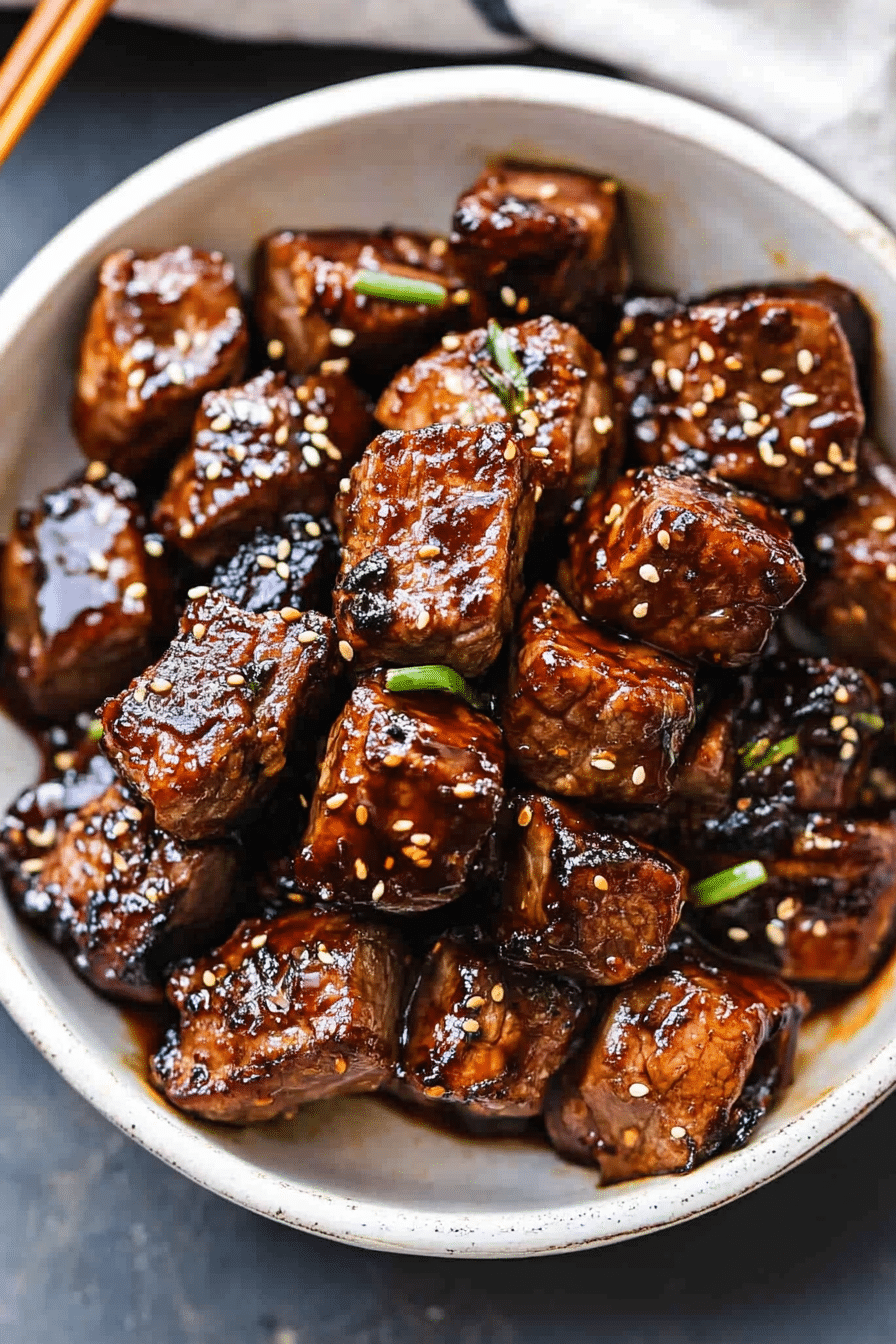 Honey and Sticky Steak Bites