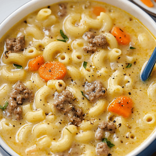 One Pot Macaroni Cheeseburger Soup