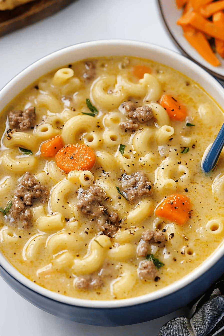 One Pot Macaroni Cheeseburger Soup