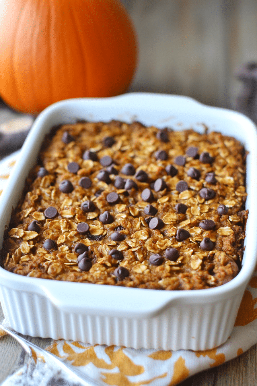 PUMPKIN CHOCOLATE CHIP BAKED OATMEAL