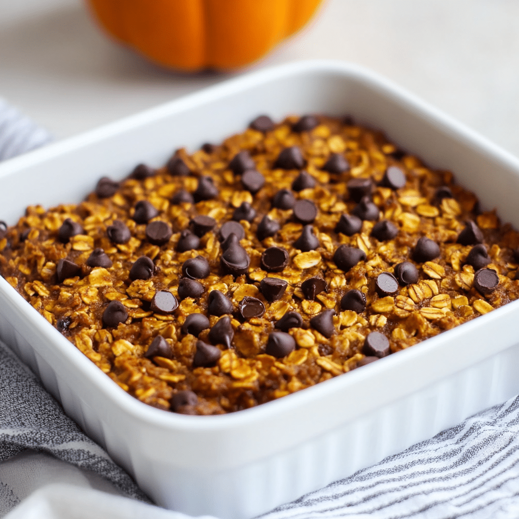 PUMPKIN CHOCOLATE CHIP BAKED OATMEAL