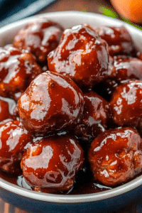 Whiskey Peach BBQ Meatballs