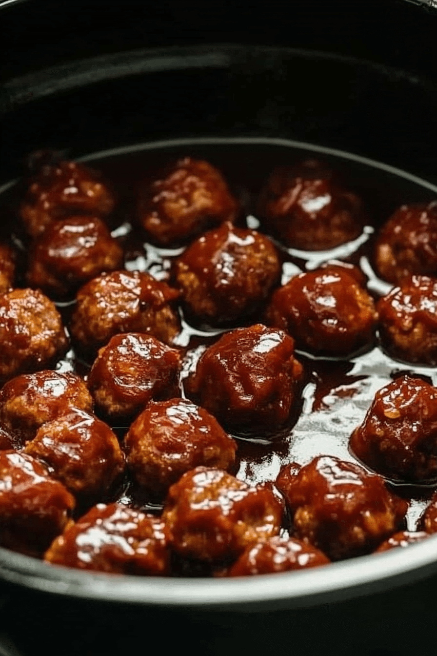 Whiskey Peach BBQ Meatballs