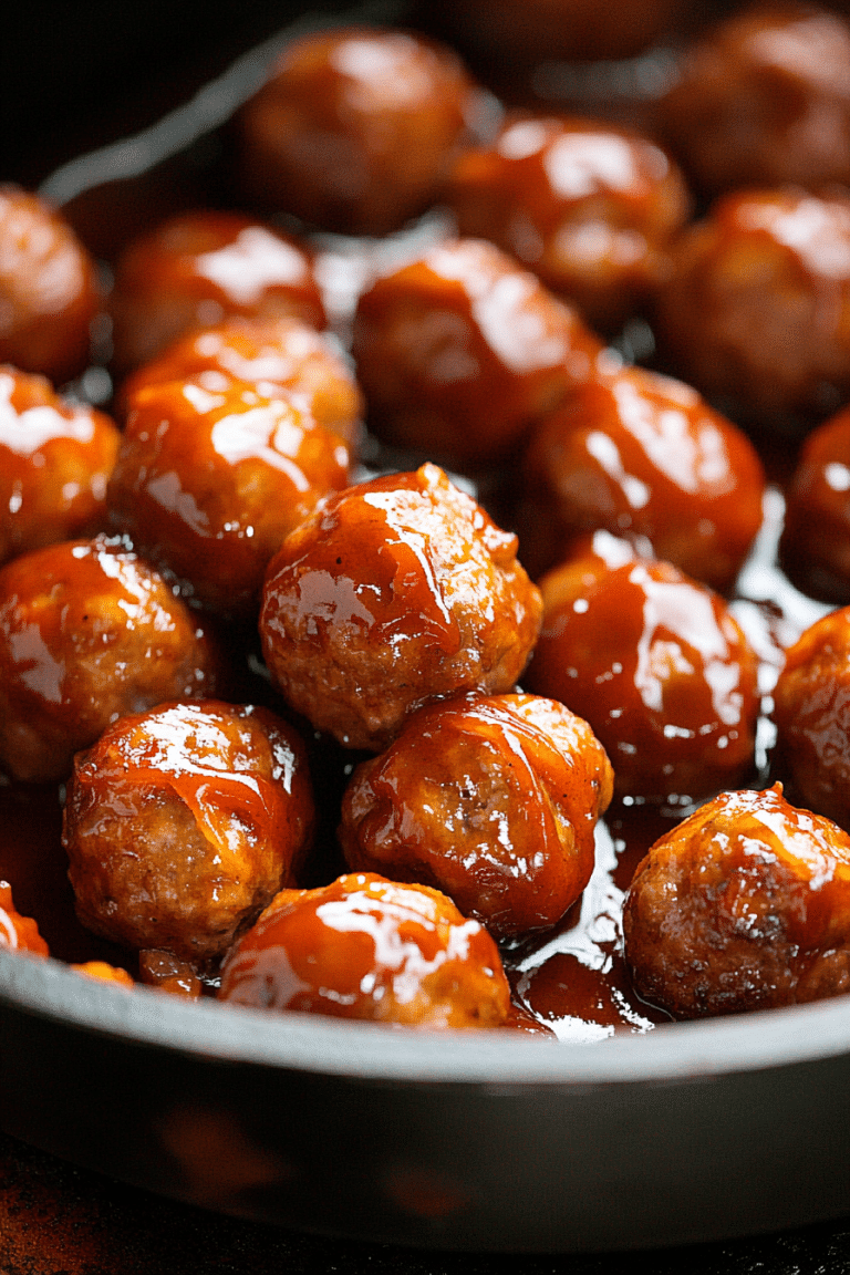 Whiskey Peach BBQ Meatballs