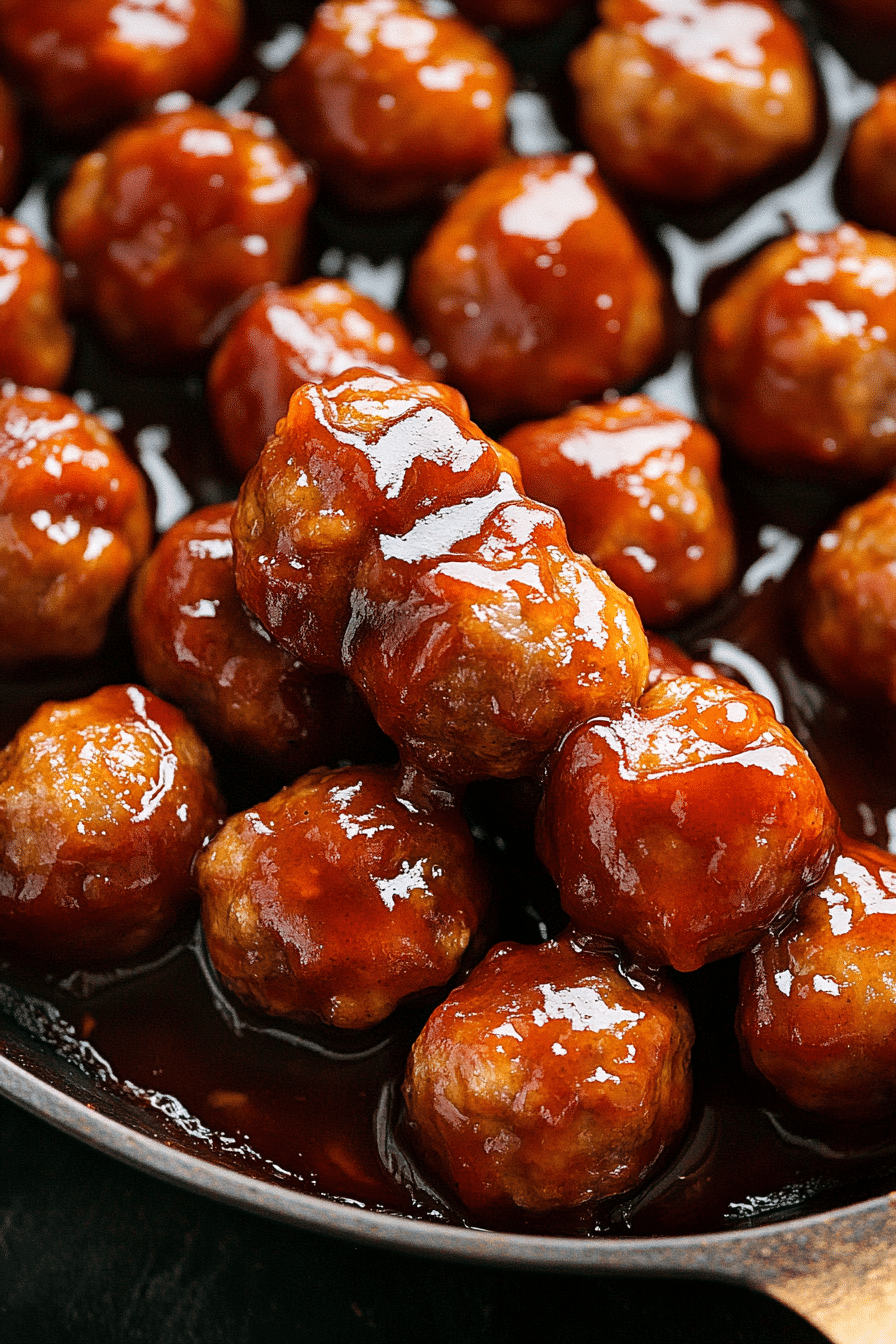 Whiskey Peach BBQ Meatballs