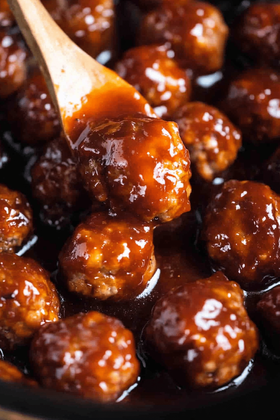 Whiskey Peach BBQ Meatballs