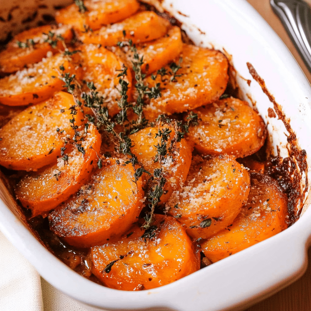 Roasted Sweet Potatoes with garlic and Parmesan