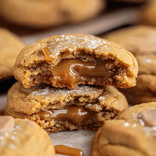 Caramel Stuffed Pumpkin Cookies