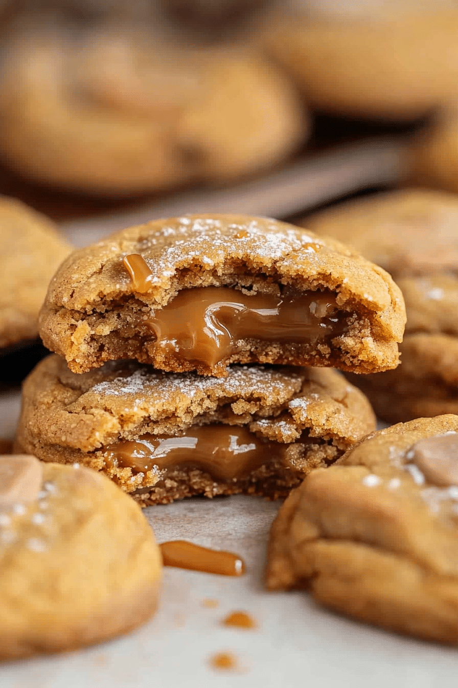 Caramel Stuffed Pumpkin Cookies