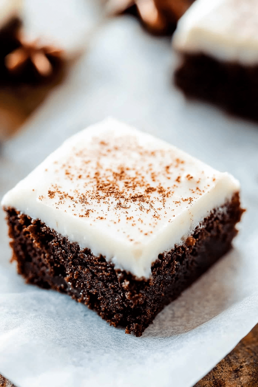 Gingerbread Brownies with Eggnog Frosting