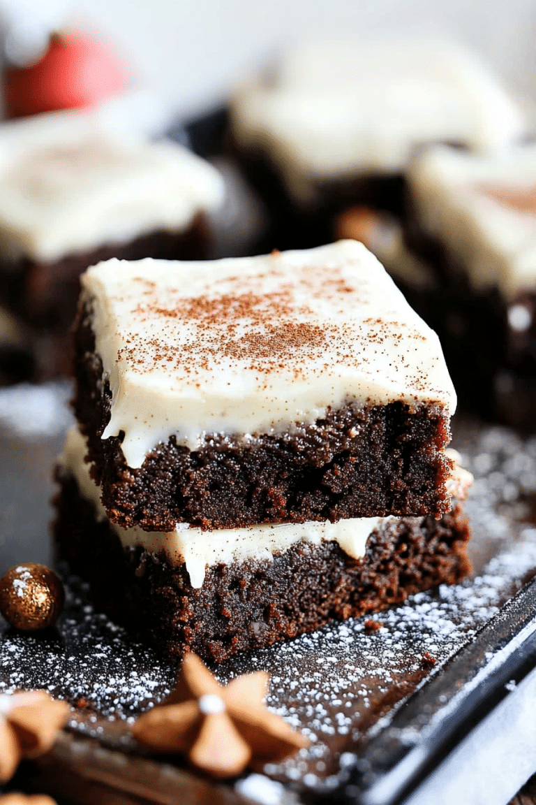 Gingerbread Brownies with Eggnog Frosting