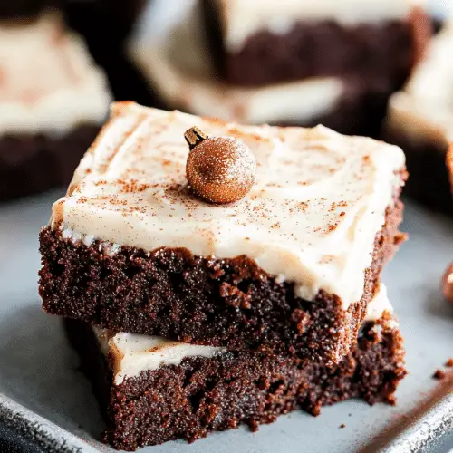 Gingerbread Brownies with Eggnog Frosting