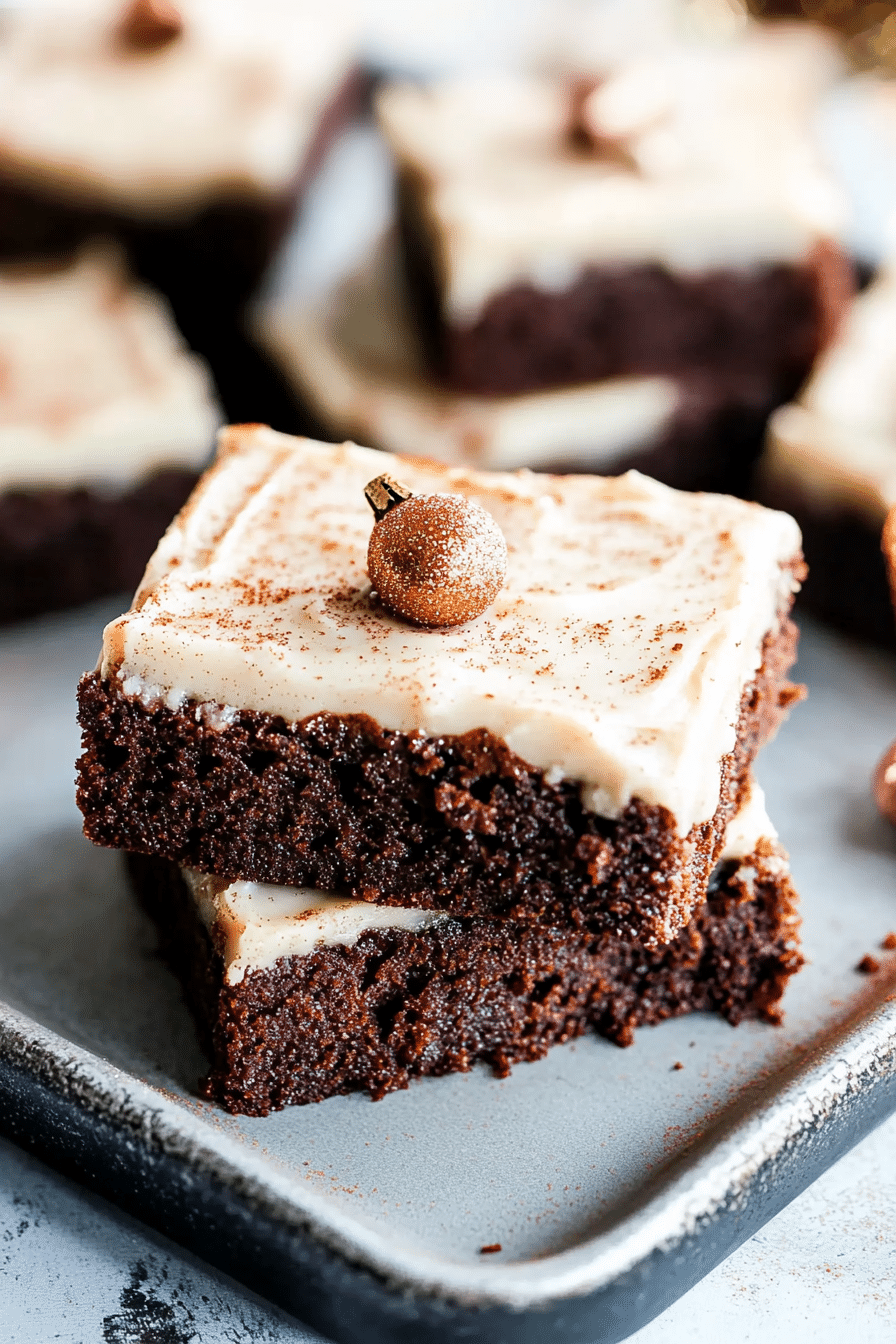 Gingerbread Brownies with Eggnog Frosting