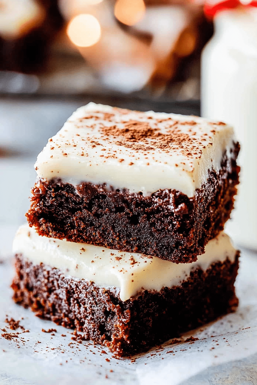 Gingerbread Brownies with Eggnog Frosting