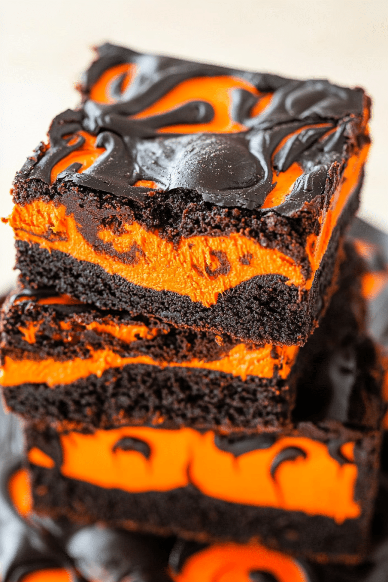 Halloween Swirl Cream Cheese Brownies