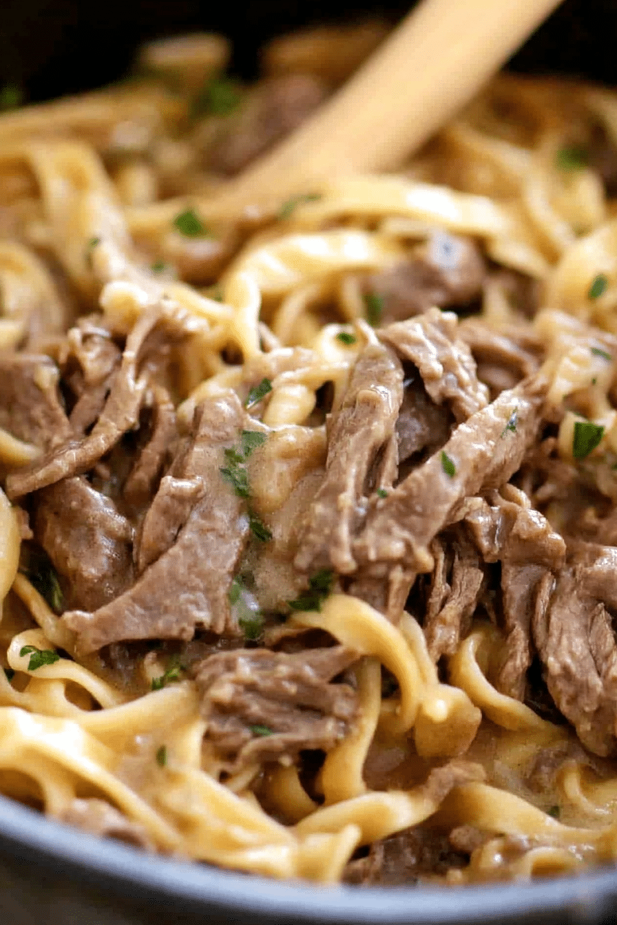 SLOW COOKER BEEF AND NOODLES