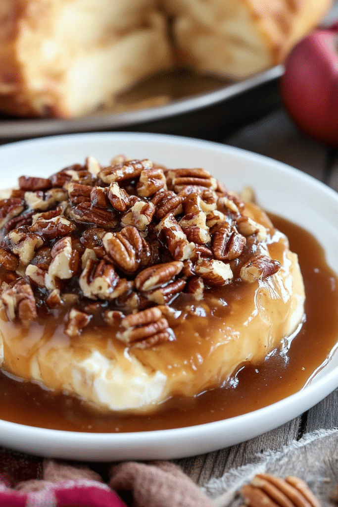 Baked Brie with Salted Caramel and Pecans