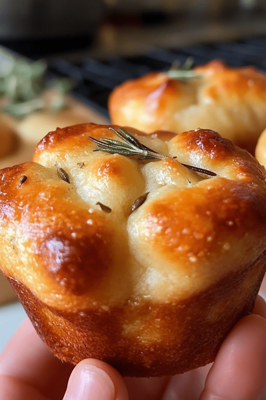 Garlic Rosemary Focaccia Muffins