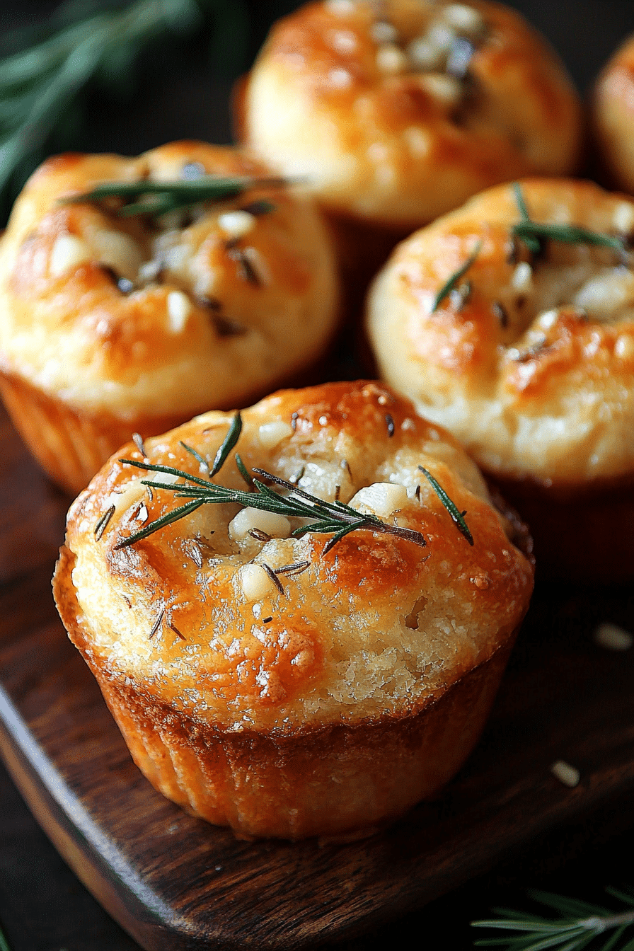 Garlic Rosemary Focaccia Muffins